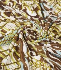  Coupon 734 Tricot met abstracte print bruin/groen 180 x 150 cm