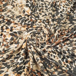 Coupon 943 Zachte tricot met zalm/grijs vlekjes 170 x 150cm