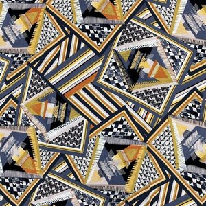  Viscose met hoekenprint grijs