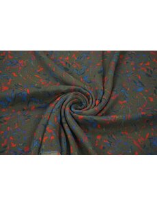  Coupon 651 Chiffon groen met rood/blauwe bloemetjes 180 x 140 cm