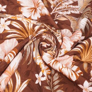Coupon 693 Viscose bruin met bloemen 180 x 150 cm