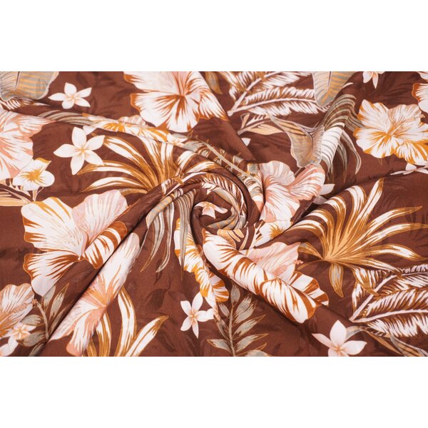 Coupon 693 Viscose bruin met bloemen 180 x 150 cm