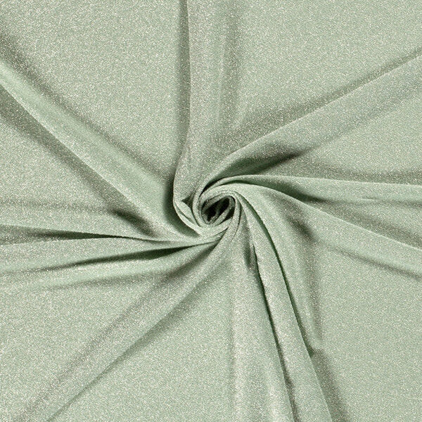 Poly tricot stof met zilveren glitters mintgroen