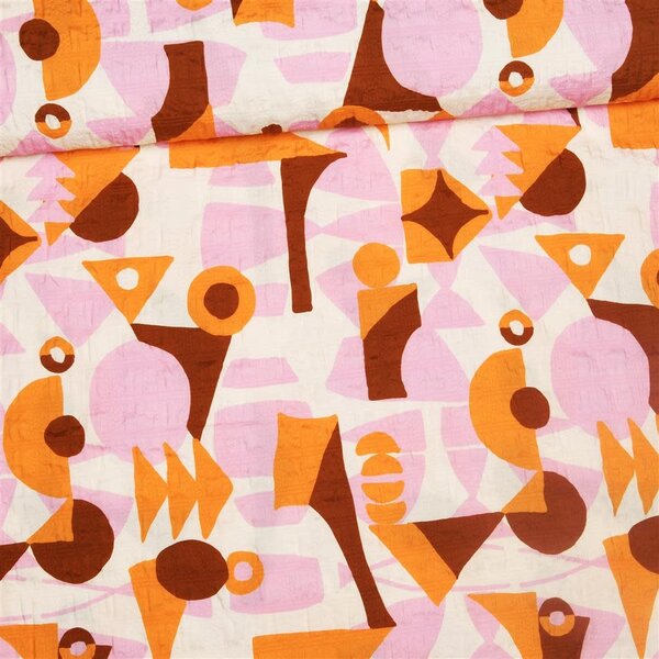 SALE Bubble polyester stof met abstracte print