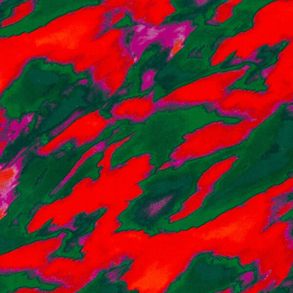 *** Tricot stof met vlekkendessin in groen, oranje en roze