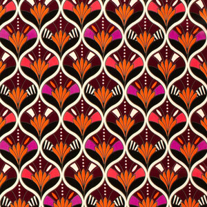  Satijn met tulpvormig dessin in roze