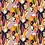 *** Viscose twill met dessin van grote bloemen donkerblauw en bruin