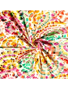 *** Katoenen tricot met tie dye roze oranje