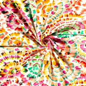 *** Katoenen tricot met tie dye roze oranje