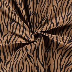 *** Stretchkatoen met zebraprintdessin in zwart met bruin