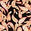 SALE Viscose satijn stof zwart met paisley oranje