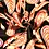 SALE Viscose satijn stof zwart met paisley oranje