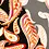 SALE Viscose satijn stof zwart met paisley oranje