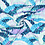 *** Viscose stof met stretch in digitale bladerprint blauw