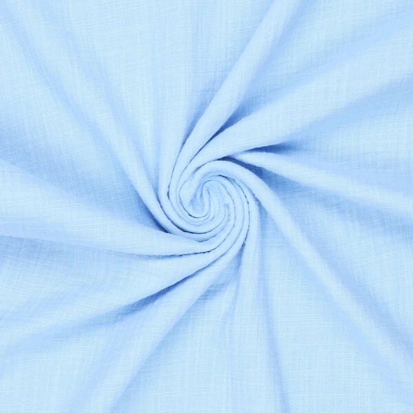 Mousseline stof met linnenlook lichtblauw