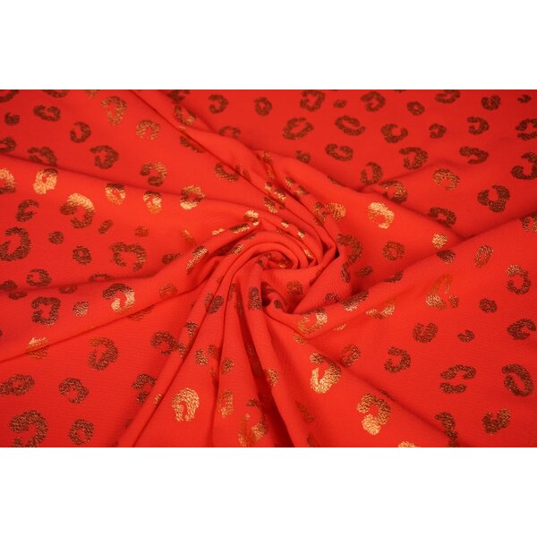SALE Crepe rood met gouden dierenprint