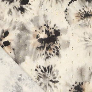  Viscose in beigetinten met lurex streepjes