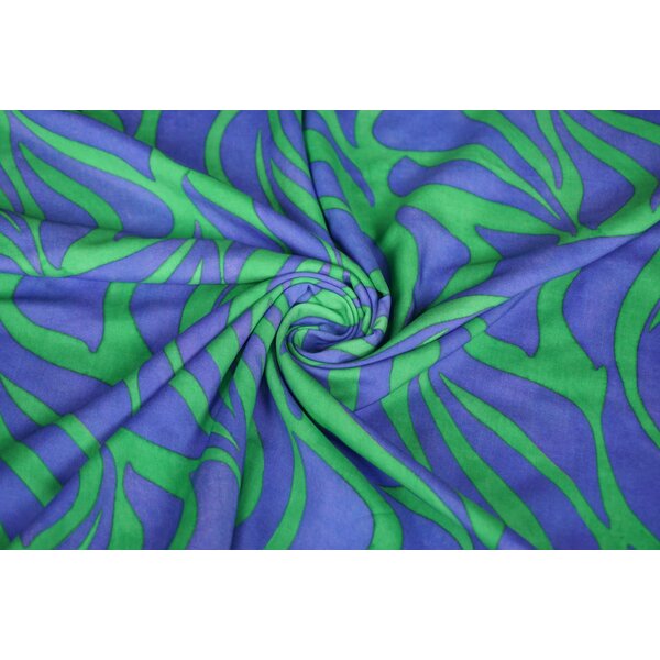 Coupon 346 Viscose met groen/lila strepenprint 170 x 140 cm