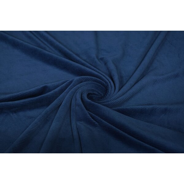 Jersey velours stof met smalle rib donkerblauw