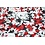 Coupon 334 Viscose zwart met rode en witte bloemen 180 x 150 cm