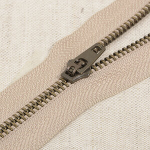  Rits met bronzen tandjes beige