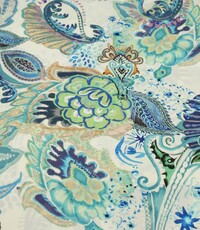  Polyester met gestileerde bloemenprint in groen- en blauwtinten