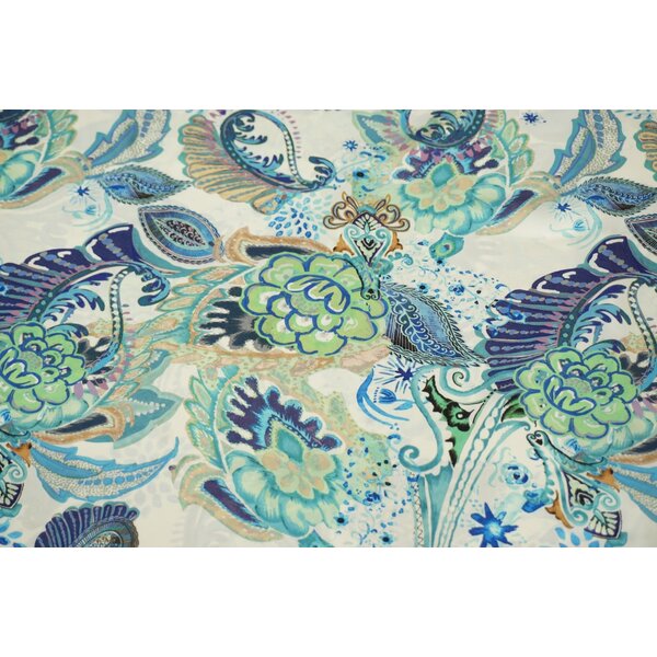 Polyester stof met gestileerde bloemenprint in groen- en blauwtinten