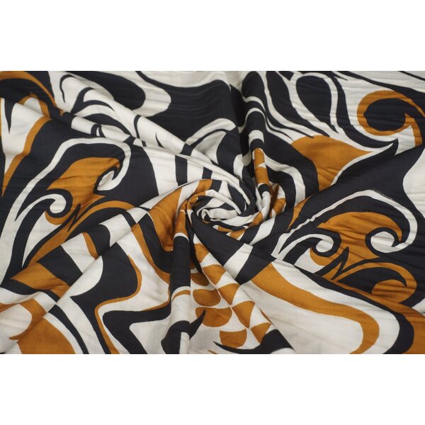 Viscose stof met bruin/zwarte sierprint