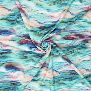 *** Viscose glitter met golvend dessin blauw