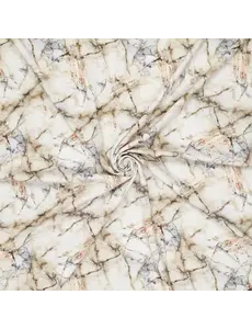  Glitter viscose stof met marmerprint grijs