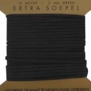  Soutache elastiek 3mm breed zwart