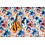 Coupon 916 Polyester stretch met blauwe bloemen 170 x 150 cm
