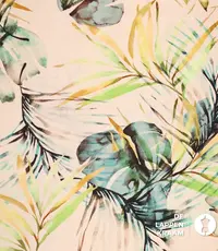  Linnenmix met junglebladeren zalmroze
