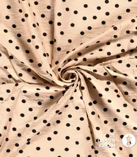  Viscose crepe beige met zwarte stipje