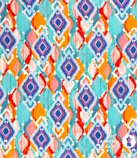  Stretch viscose met ikatprint aqua