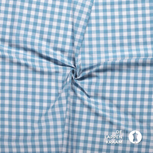  Katoenen popeline grote ruit turkoois