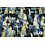 Coupon 55 Crepe met blauwe en gele streepjes 170 x 170 cm
