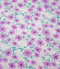  Coupon 96 Crepe ecru met lila bloemen 170 x 140 cm