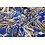 Coupon 626 Viscose kobalt met pixelachtige bloemen in zwart wit 170 x 140 cm