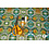 Coupon 676 Viscose groen met oranje witte bloem 170 x 140 cm