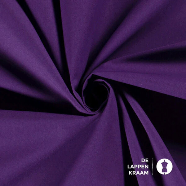 Basic Uni katoen stof donkerpaars