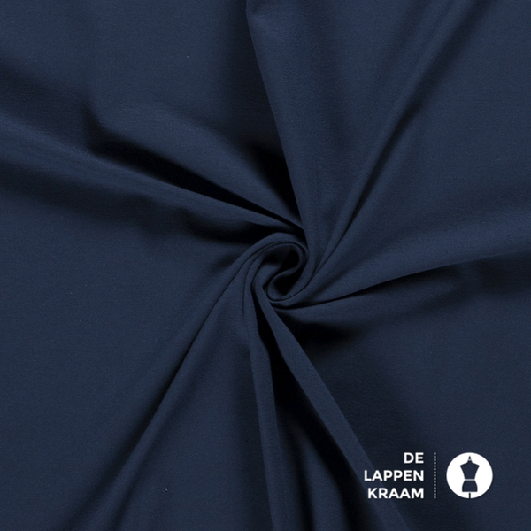 Basic Katoenen tricot zware kwaliteit donker jeans blauw