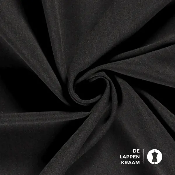Basic Gabardine stretch stof donker grijs gemeleerd