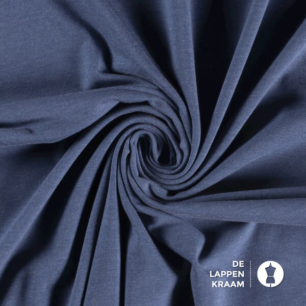 Basic Katoenen tricot zware kwaliteit jeanskleur  melange