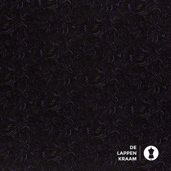 SALE Winterjersey zwart met paarse kronkelprint