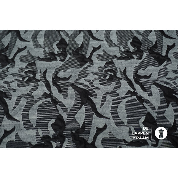 Coupon 12 Jacquard abstracte print grijs 170 x 145cm