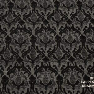 Coupon 434 Jacquard grijs met zwarte print 170 x 150cm