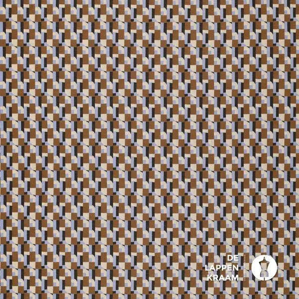 SALE Jacquard stof met retroprint lila