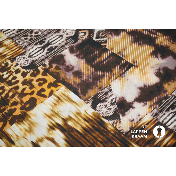 Viscose stof met dierenprint patchwork