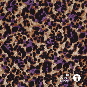  Viscose crepe met panterprint paars